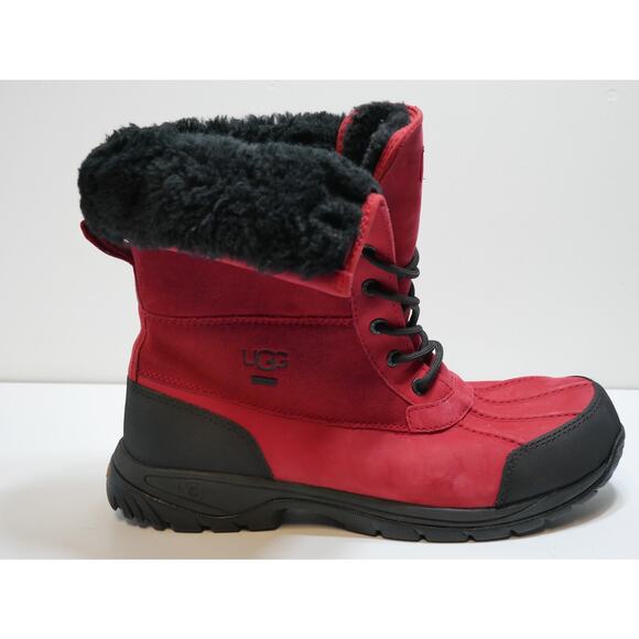 NEW UGG BUTTE LEATHER BOOT SHERPA WOOL VIBRAM RED 1130809 MENS SIZE - 10 - Picture 6 of 16